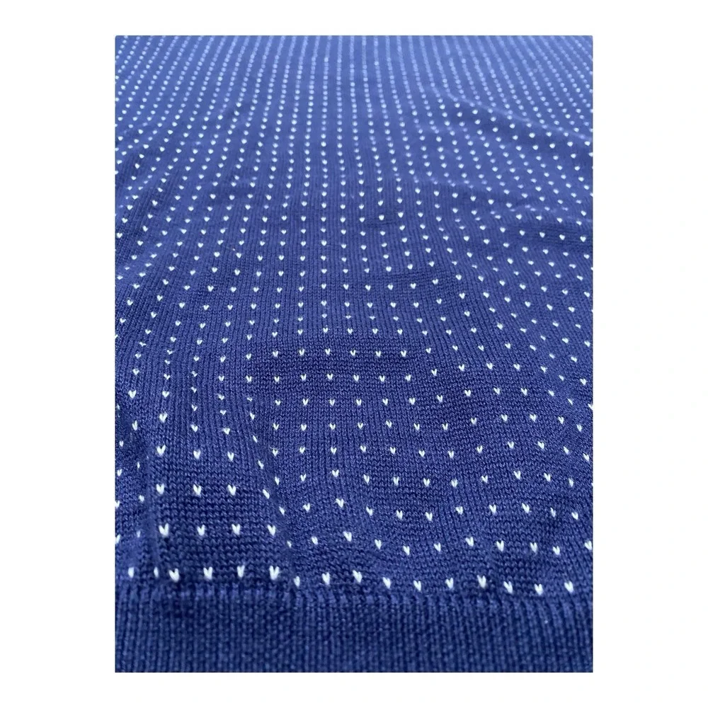 VTG 90's Polo Ralph Lauren Sweater XXL Blue White Dot Pattern V-Neck 100% Cotton